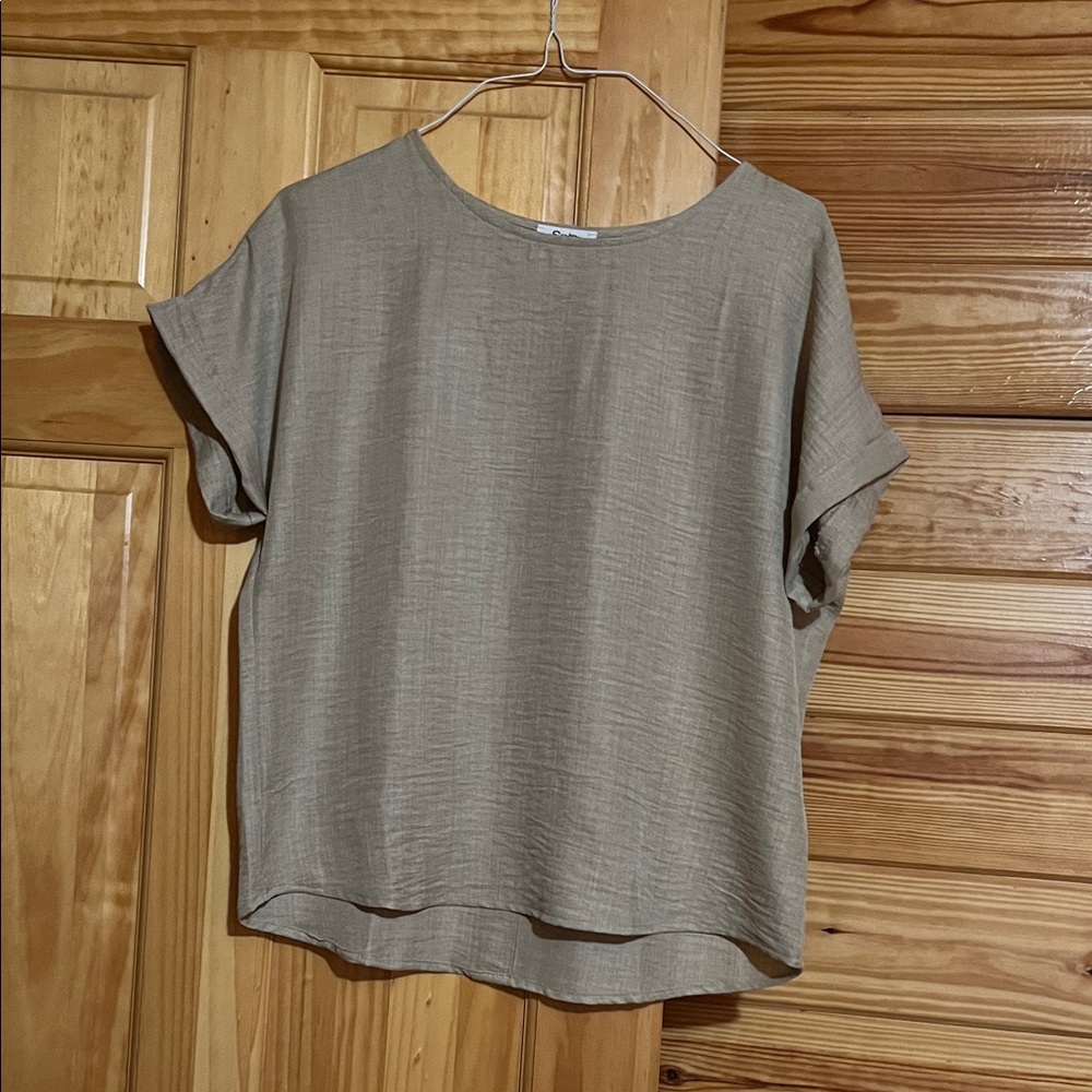 Elegant Beige Women's Short Sleeve Top